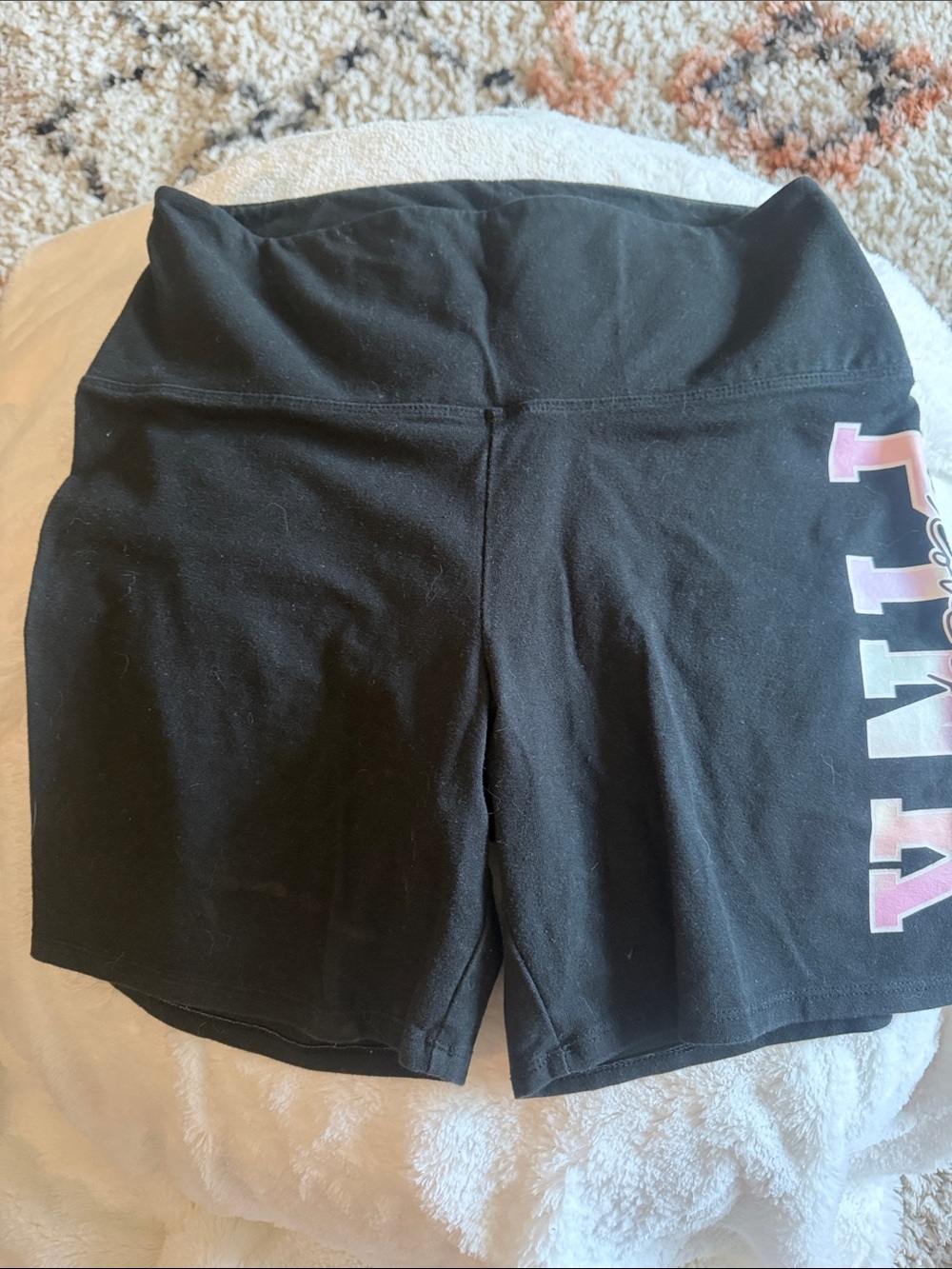 PINK Victoria's Secret Black Bike Shorts with Pink Logo